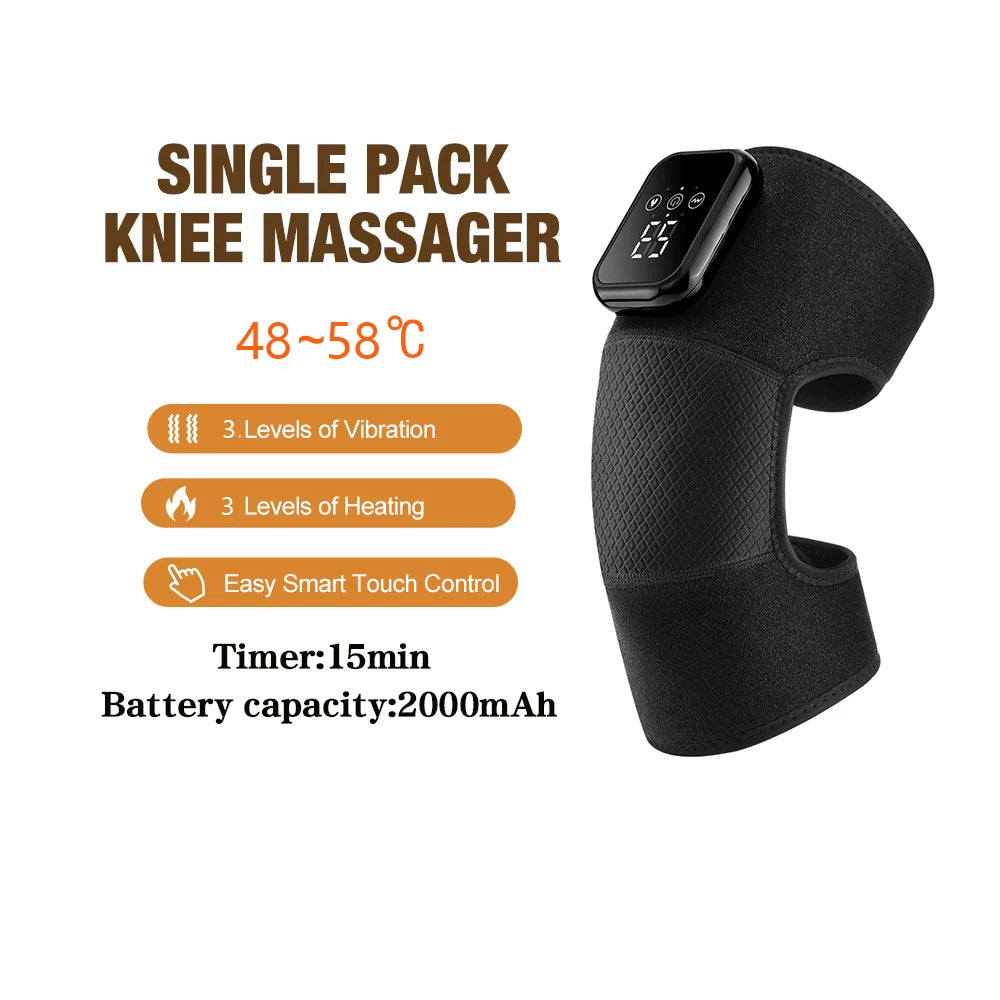 Electric Knee Massager 3 in 1 Shoulder Knee Elbow Heating Massage Support Brace Hot Compression Vibration Knee Pad Muscle Relax