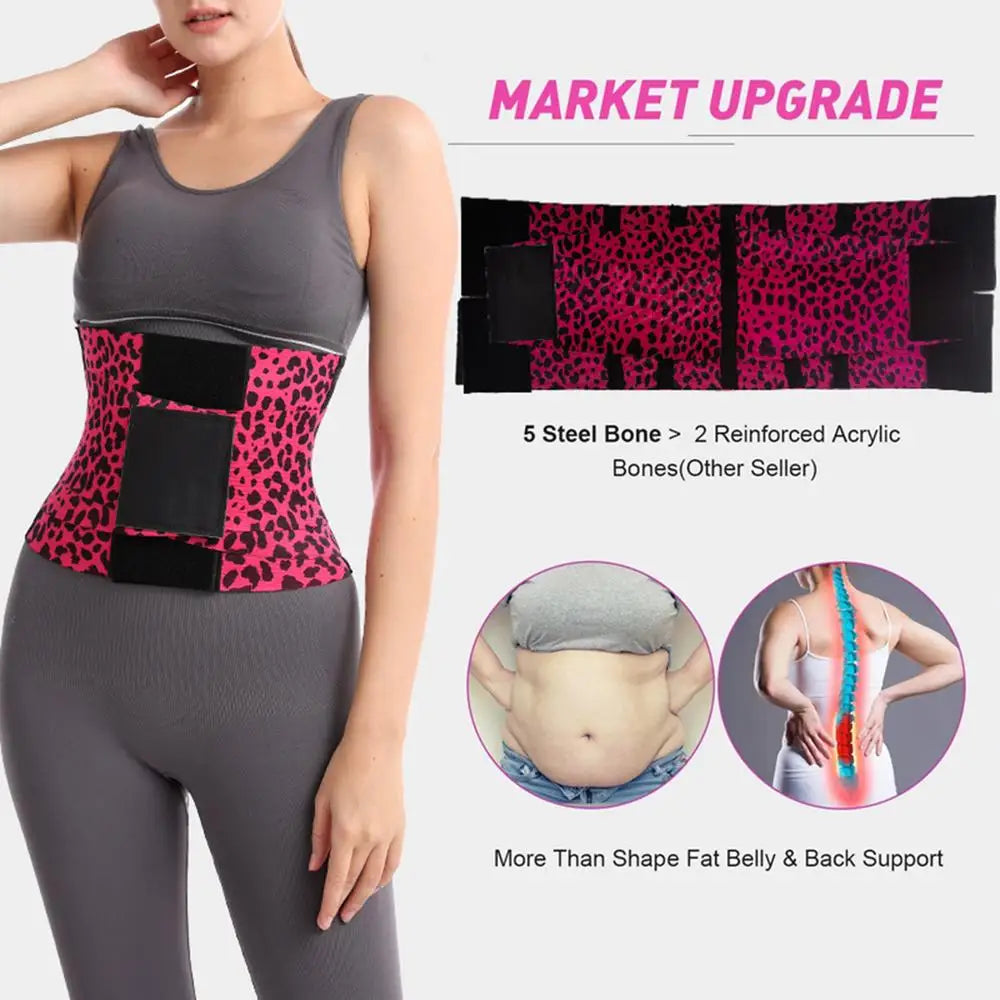 Women 3-Belt Compression System Waist Trainer Breathable Elastic Tummy Control Slimming Sheath Flat Steel Support Shapewear Belt