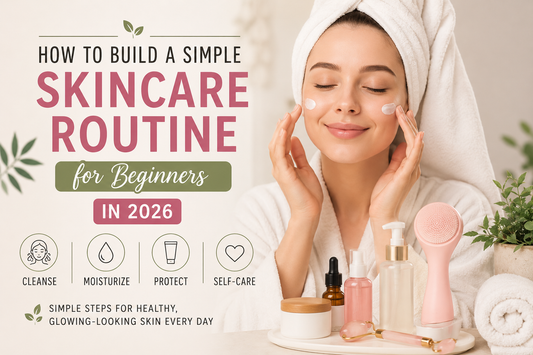 Beginner skincare routine essentials including cleanser, moisturizer, and sunscreen laid out on a clean surface