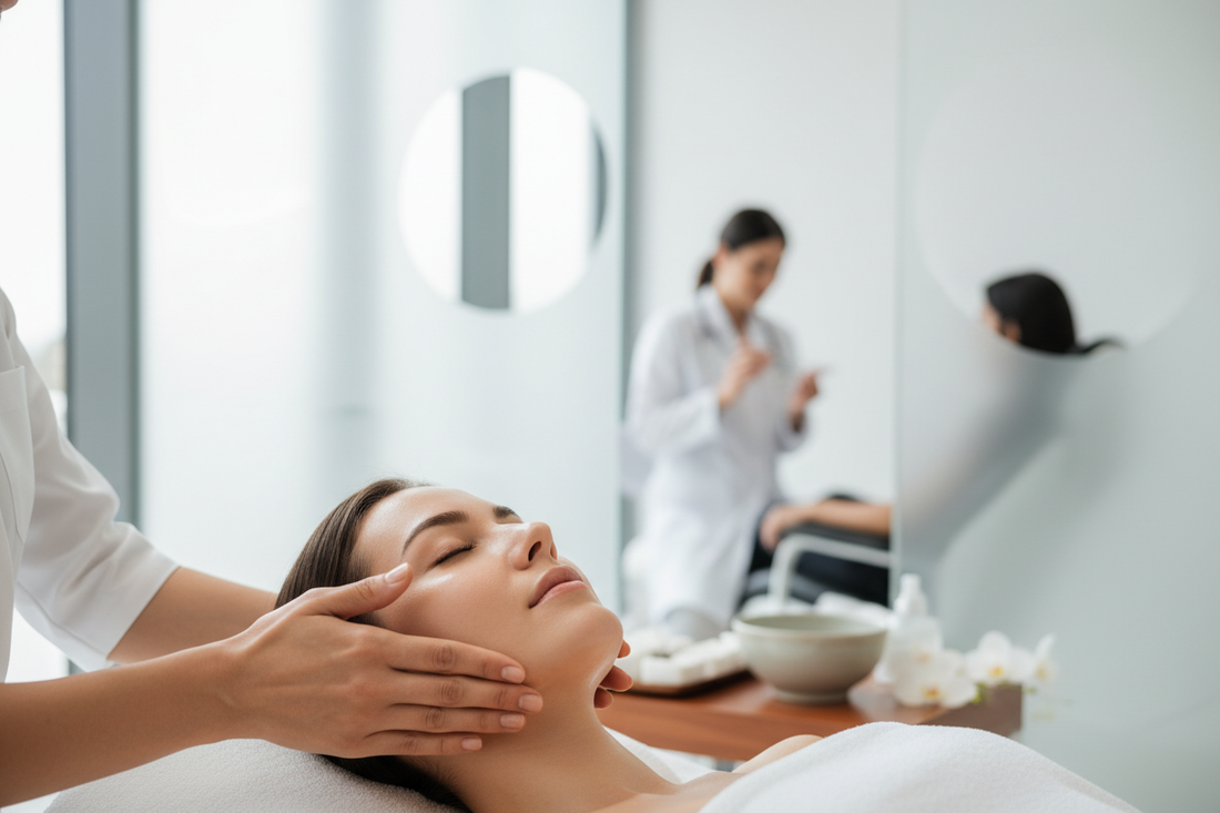 Woman with smooth lifted skin showing natural facial massage results as alternative to Botox