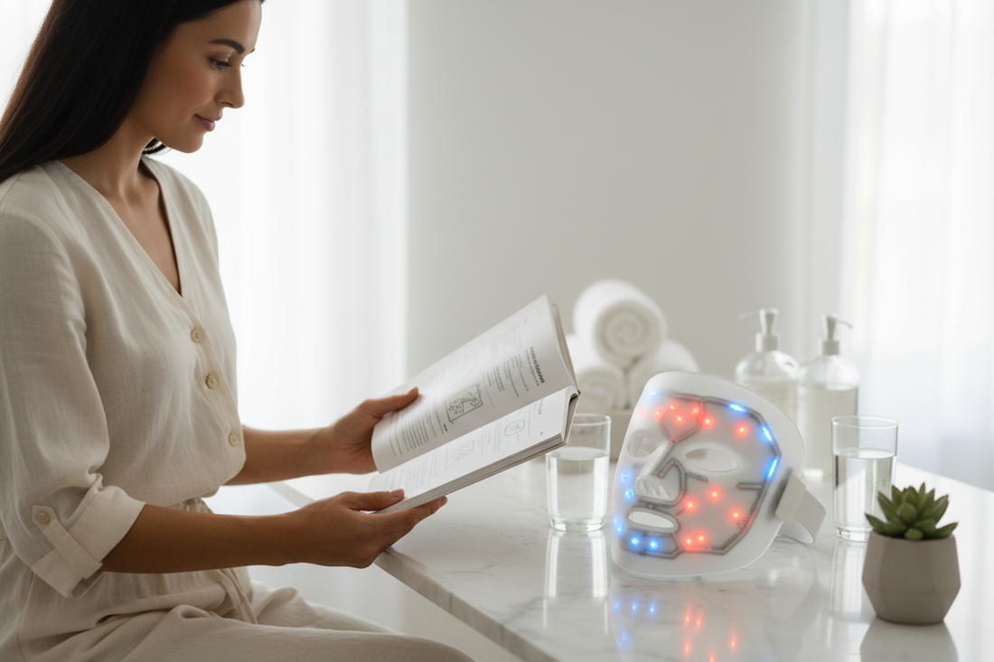 Safety guide illustration showing who should avoid LED light therapy and precautions to take