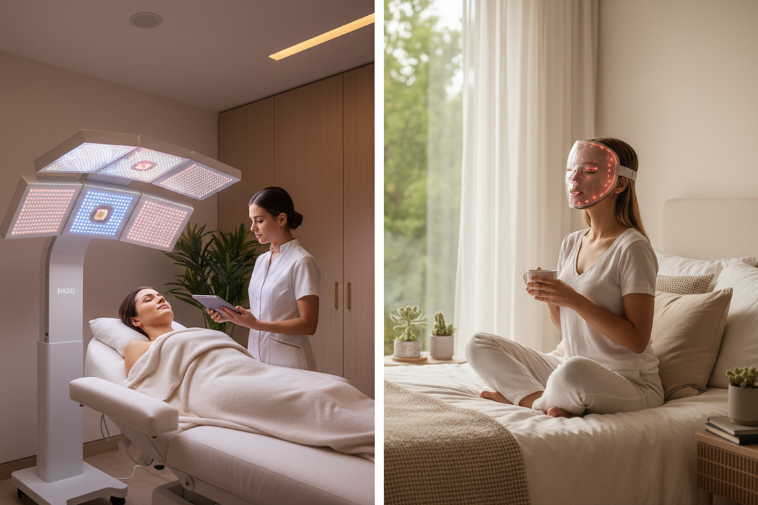 LED therapy device and chemical peel products compared side by side for cost and skin results