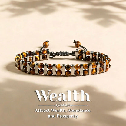 Tiger Eye Woven Bracelet with Magnetic Clasp