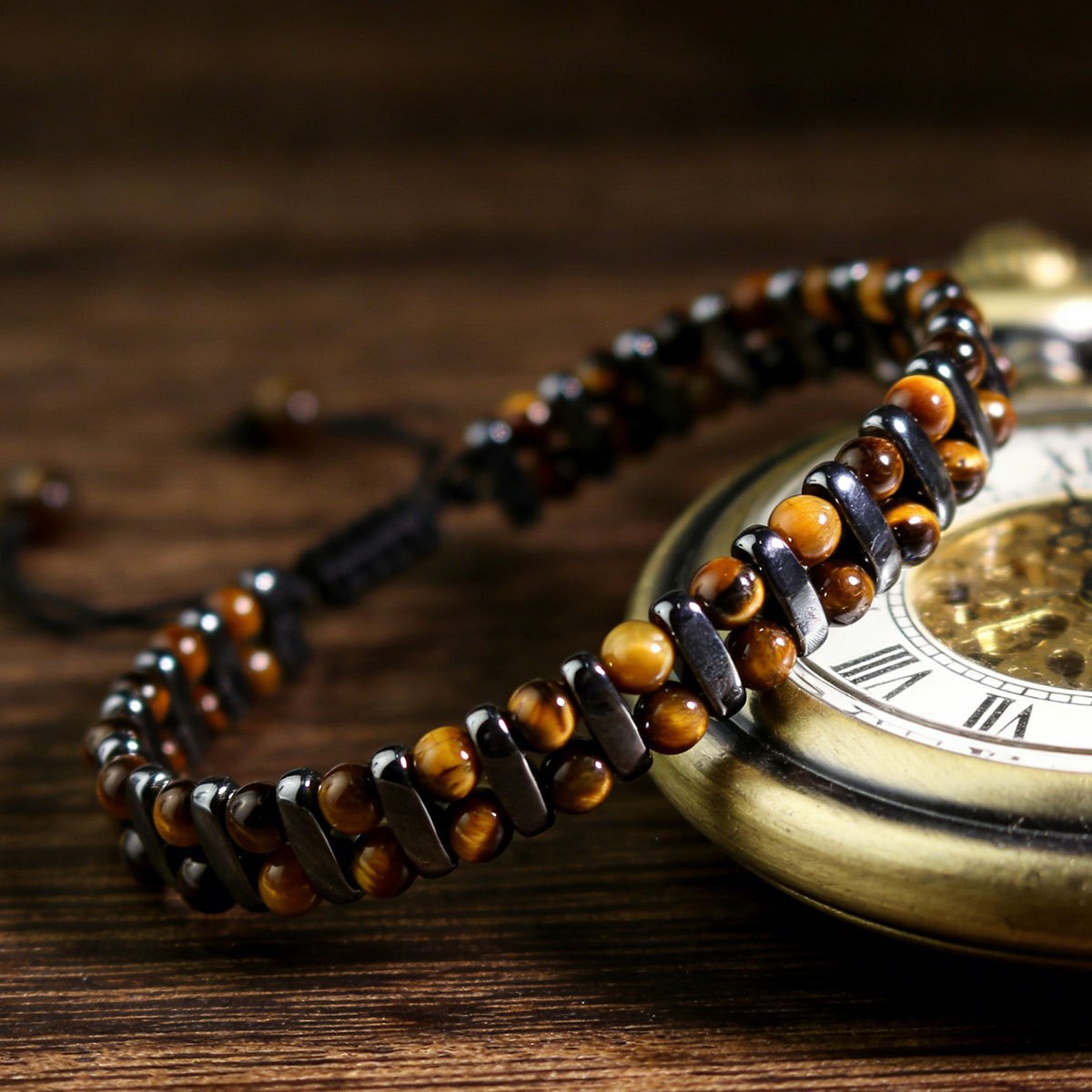 Tiger Eye Woven Bracelet with Magnetic Clasp