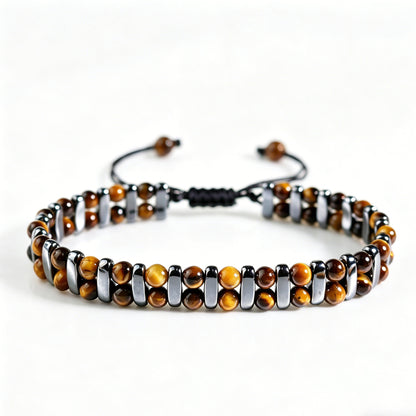 Tiger Eye Woven Bracelet with Magnetic Clasp