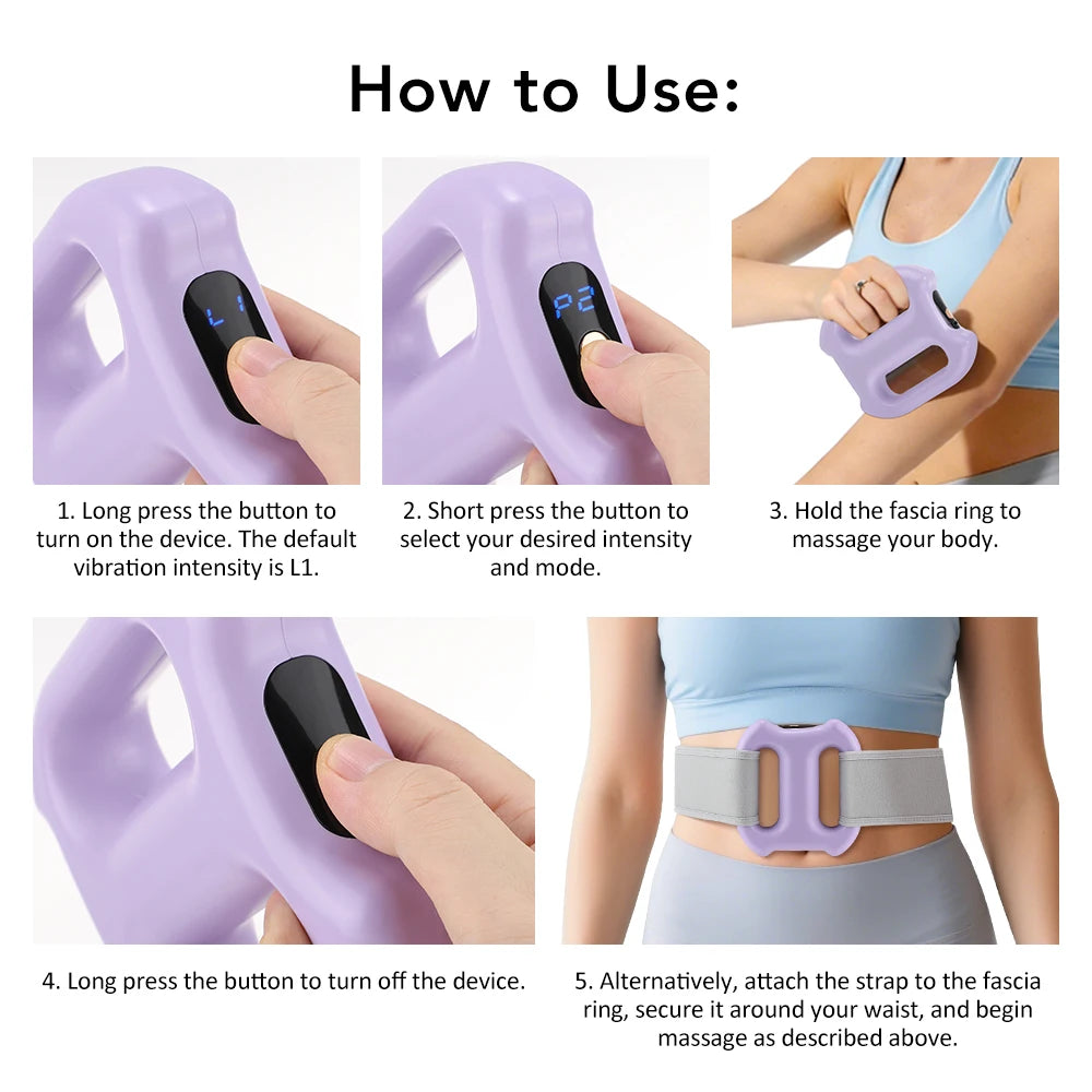 Electric Fascia Ring Massager | Dual-Ring Vibration Body Massager with Belt