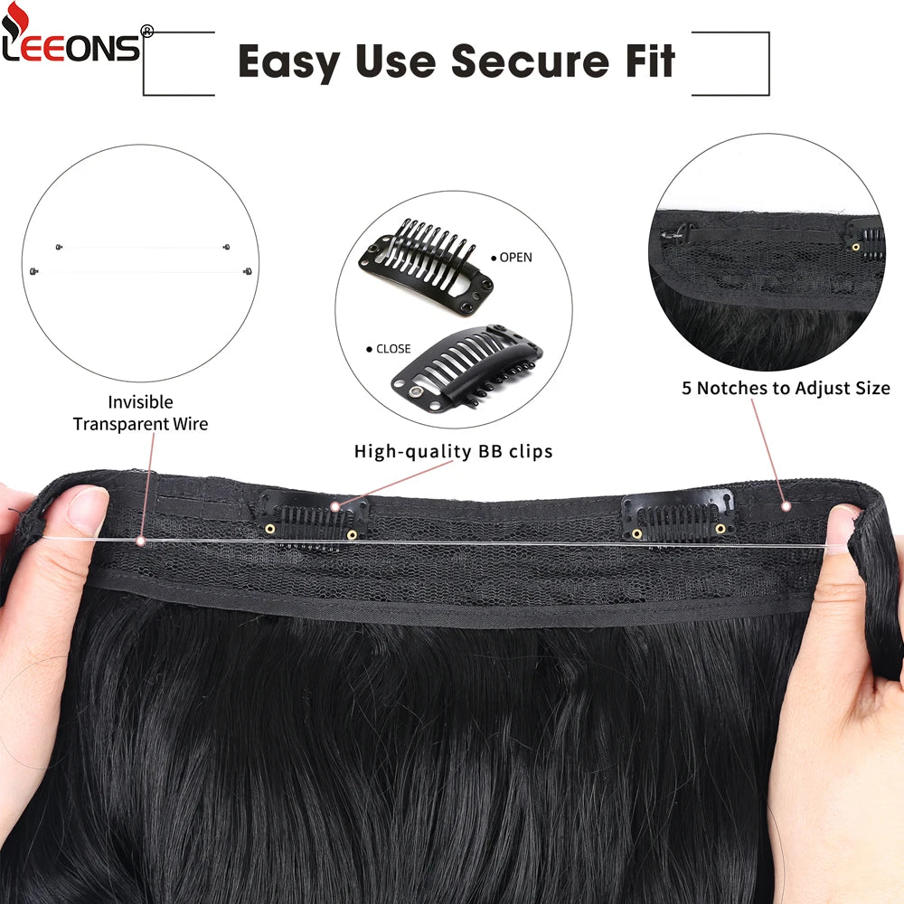 20" Invisible Wire Wavy Hair Extensions | Synthetic Clip-In Hairpiece | 8 Colors