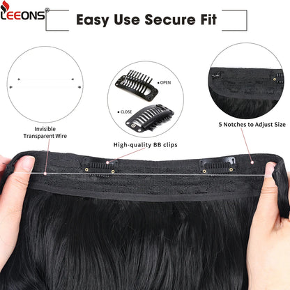 20" Invisible Wire Wavy Hair Extensions | Synthetic Clip-In Hairpiece | 8 Colors