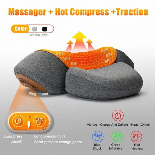 Neck Massager Pillow Cervical Stretcher Heating Vibration Massage Back Traction Orthopedic Sleeping Pillows Support