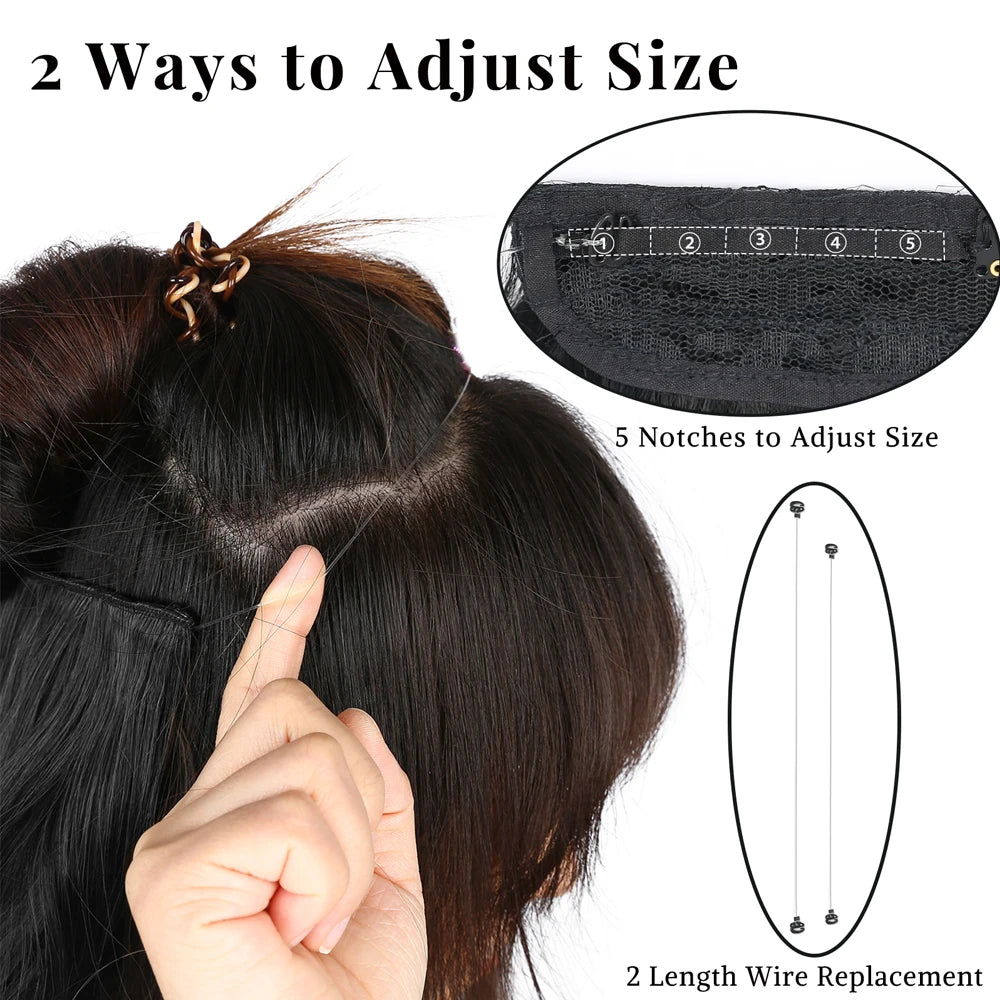 20" Invisible Wire Wavy Hair Extensions | Synthetic Clip-In Hairpiece | 8 Colors