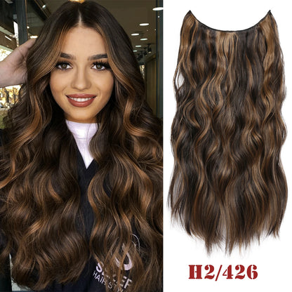 20" Invisible Wire Wavy Hair Extensions | Synthetic Clip-In Hairpiece | 8 Colors
